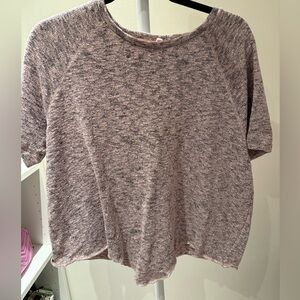 Lou and grey Women's Heathered Gray pink Top extra large
